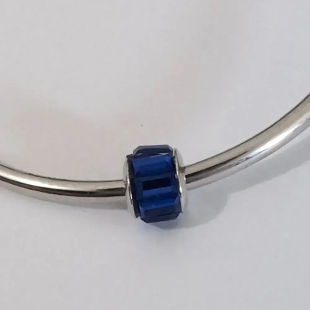 Silver Dark Blue Crystals‎ Charm for Pandora Style Bracelet
